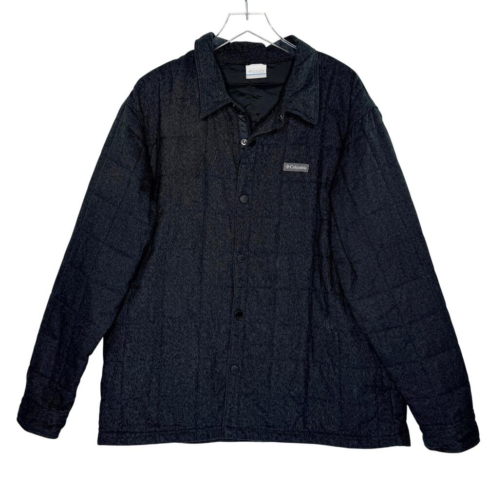 Columbia Mens Landroamer Quilted Shirt Jacket XL Charcoal Shacket Snap Closure